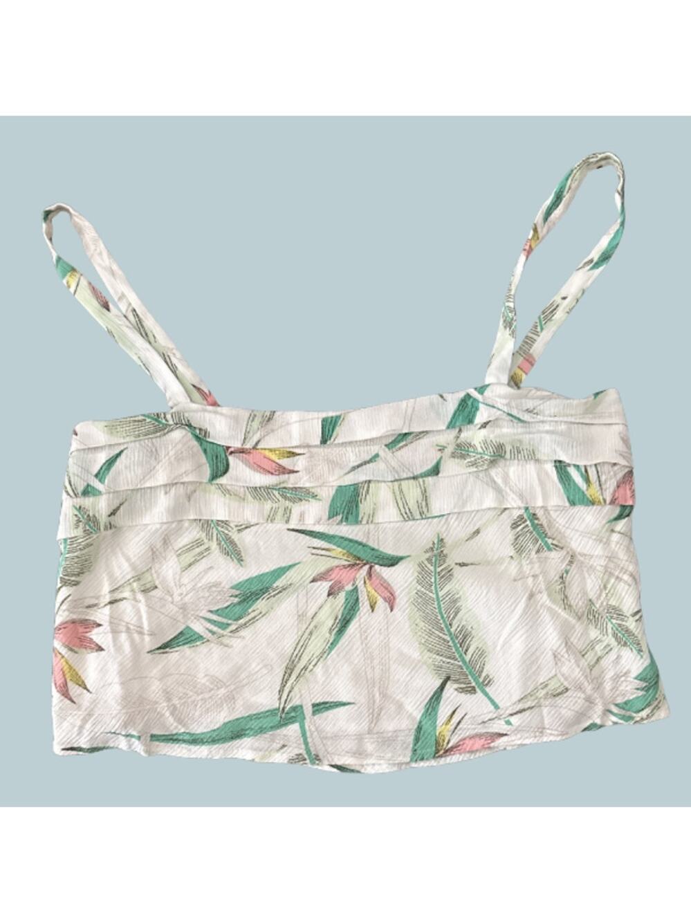 Z Supply Tropical Bird of Paradise Print Crop Cami Tank Top Medium